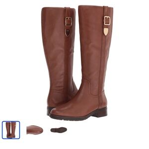 (never worn in box) Coach Easton Semi Matte Calf Dark Saddle boot - US7